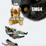 Uh | ME CANDY SPLITS FELIX THE CAT SML SMG4 | image tagged in crushing combo,smg4,sml,my life,candy splits,uh oh | made w/ Imgflip meme maker