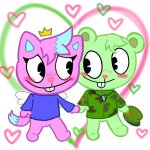 flippy and kitty walking drawn by vee