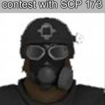 Would you accept?I would… | Text message:Staring contest with SCP 173; Challenge accepted | image tagged in epsilon-11 staring but its the one from scp containment breach,scp,text message | made w/ Imgflip meme maker