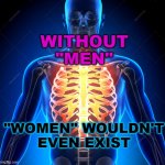 Without "men" the word "women" wouldn't even exist, you know. | WITHOUT
"MEN"; "WOMEN" WOULDN'T
EVEN EXIST | image tagged in adam's rib | made w/ Imgflip meme maker