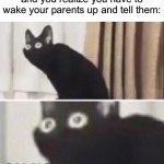 Anyone who has never had to do this is lucky as HELL. It’s the worst thing to have to do, and it happened to me over the winter  | When you throw up at 4am and you realize you have to wake your parents up and tell them: | image tagged in oh no cat,memes,funny,oh no,relatable memes,funny memes | made w/ Imgflip meme maker