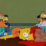 Bart fakes his death with Spaghetti meme