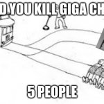 Giga chad | WOULD YOU KILL GIGA CHAD OR; 5 PEOPLE | image tagged in trolly problem | made w/ Imgflip meme maker