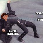 Matpat's Theories | THE CHAT EXPLAINING; WHY HE'S WRONG; MATPAT THEORIZING: | image tagged in neo dodging a bullet matrix,matpat | made w/ Imgflip meme maker