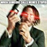 you have offended my culture *hmpf*loud shattering noises* | WHEN SOMEONE CALLS MEMES STUPID | image tagged in triggered john wick,memes about memes | made w/ Imgflip meme maker