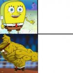 spongebob going god mode meme