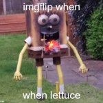 imgflip when lettuce | imgflip when; when lettuce | image tagged in spongebob furnace | made w/ Imgflip meme maker