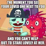 I’m so blessed to have Flaky in my life! ❤️ | THE MOMENT YOU SEE YOUR LOVED ONE NEXT TO YOU; AND YOU CAN’T HELP BUT TO STARE LOVELY AT HER. | image tagged in russell smiling at flaky | made w/ Imgflip meme maker