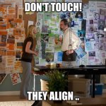 Wall Masterpiece Carrie Mathison | DON'T TOUCH! THEY ALIGN .. | image tagged in carrie mathison wall | made w/ Imgflip meme maker