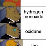 Best, Better, Bestest, Blurst | water; hydrogen monoxide; oxidane; the wet stuff | image tagged in best better bestest blurst,water,hydrogen,oxygen,chemistry | made w/ Imgflip meme maker