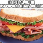 Every meme is UPVOTE THIS VEGETABLE.... | IF I PUT ALL OF THE MOST POPULAR MEMES ON BREAD: | image tagged in sandwich,upvote begging,memes,front page,so true,funny | made w/ Imgflip meme maker