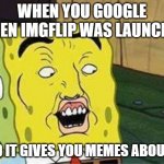 sponge bob bruh | WHEN YOU GOOGLE WHEN IMGFLIP WAS LAUNCHED; AND IT GIVES YOU MEMES ABOUT IT | image tagged in sponge bob bruh,imgflip,google,memes | made w/ Imgflip meme maker