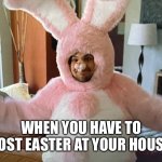 Easter at Your House | WHEN YOU HAVE TO HOST EASTER AT YOUR HOUSE | image tagged in turtle the bunny | made w/ Imgflip meme maker