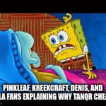 rb battles finale be like | PINKLEAF, KREEKCRAFT, DENIS, AND IBELLA FANS EXPLAINING WHY TANQR CHEATED | image tagged in gifs,rbbattles | made w/ Imgflip video-to-gif maker