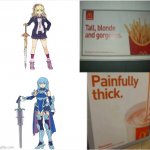 One of rare times where the tall, blonde and gorgeous girl looks better than the painfully thick girl but that's just my opinion | image tagged in tall blonde and gorgeous painfully thick,memes,light novel,manga | made w/ Imgflip meme maker