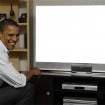 Obama watching tv