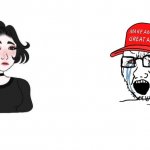 Doomer girl vs. crying MAGA wojak meme