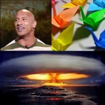 Rock paper nuclear bomb meme