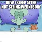 i feel like wednesday is kinda overrated | HOW I SLEEP AFTER NOT SEEING WEDNESDAY | image tagged in squidward how i sleep | made w/ Imgflip meme maker