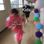 Black chasing red | Kids; Ice Cream Truck | image tagged in black chasing red,memes,funny,ice cream,running | made w/ Imgflip meme maker