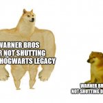 Duality of WB | WARNER BROS FOR NOT SHUTTING DOWN HOGWARTS LEGACY; WARNER BROS FOR NOT SHUTTING DOWN VELMA | image tagged in dodge chad vs virgin,memes,scooby doo,video games,harry potter,warner bros | made w/ Imgflip meme maker