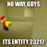 The Backrooms | NO WAY GUYS; ITS ENTITY 23217 | image tagged in the backrooms | made w/ Imgflip meme maker