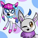 sylceon and mewvee drawn by empressvee meme