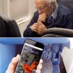 Bernie Sanders Looking At His Phone.