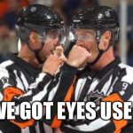 You’ve Got Eyes Use Them | YOU’VE GOT EYES USE THEM | image tagged in nhl refs,eyes,referee | made w/ Imgflip meme maker