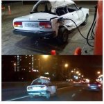 car wrecked gas pump