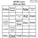 Msmg bingo with X-Cloud meme