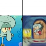 Spongebob Squidward Calm vs Squidward yelling meme