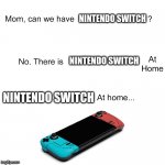 nintendo switch at home | NINTENDO SWITCH NINTENDO SWITCH NINTENDO SWITCH | image tagged in mom can we have | made w/ Imgflip meme maker