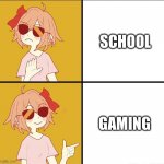 Coolyori (Fixed Text) | SCHOOL; GAMING | image tagged in coolyori fixed text | made w/ Imgflip meme maker