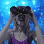 Woman Binoculars Night Sky Comet Viewing  JPP meme