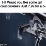 always so ding darn expensive | Hi! Would you like some girl scout cookies? Just 7.99 for a b- | image tagged in gifs,mississippi queen,girl scouts | made w/ Imgflip video-to-gif maker