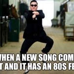 New Music That Sounds Like The 80s | *WHEN A NEW SONG COMES OUT AND IT HAS AN 80S FEEL* | image tagged in psy horse dance,dance,80s music,new music,feeling it | made w/ Imgflip meme maker