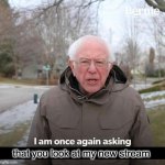 Bernie | that you look at my new stream | image tagged in bernie | made w/ Imgflip meme maker