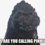 pinhead godzilla | WHO ARE YOU CALLING PINHEAD? | image tagged in pinhead godzilla | made w/ Imgflip meme maker