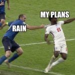 It happens | MY PLANS; RAIN | image tagged in pull back | made w/ Imgflip meme maker