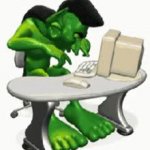 green guy typing GIF Template