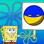 Spongebob with a sign | image tagged in spongebob with a sign,slavic,ukraine | made w/ Imgflip meme maker