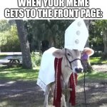 Holy cow | WHEN YOUR MEME GETS TO THE FRONT PAGE: | image tagged in holy cow,why are you reading the tags | made w/ Imgflip meme maker