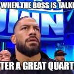 My face when the boss is talking shit | MY FACE WHEN THE BOSS IS TALKING SHIT; AFTER A GREAT QUARTER | image tagged in reaction,funny,work,scumbag boss,job | made w/ Imgflip meme maker