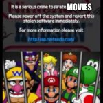 Piracy is no Party | MOVIES | image tagged in mario party ds piracy warning,mario party,piracy,warning,movies,movie piracy | made w/ Imgflip meme maker