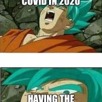 2020 Covid vs flu | HAVING COVID IN 2020; HAVING THE FLU IN 2020 | image tagged in dragon ball z | made w/ Imgflip meme maker