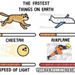 The fastest things on earth: cheetah, airplane, speed of light, | YEAR 7’S RUNNING TO LUNCH | image tagged in the fastest things on earth cheetah airplane speed of light | made w/ Imgflip meme maker