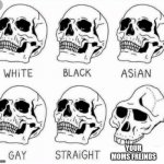 White Black Asian Gay Straight skull template | YOUR MOMS FREINDS | image tagged in white black asian gay straight skull template | made w/ Imgflip meme maker