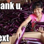 thank u, next | thank u, next | image tagged in thank you,next,ariana grande,eggplant,thank u,bye felipe | made w/ Imgflip meme maker