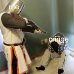 random template i made | me; cringe | image tagged in holy man with gun | made w/ Imgflip meme maker